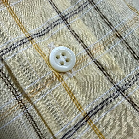 Valentino Jeans Dress Shirt Yellow Check Long Sleeve 100% Cotton 17.5 XXL - Picture 4 of 12